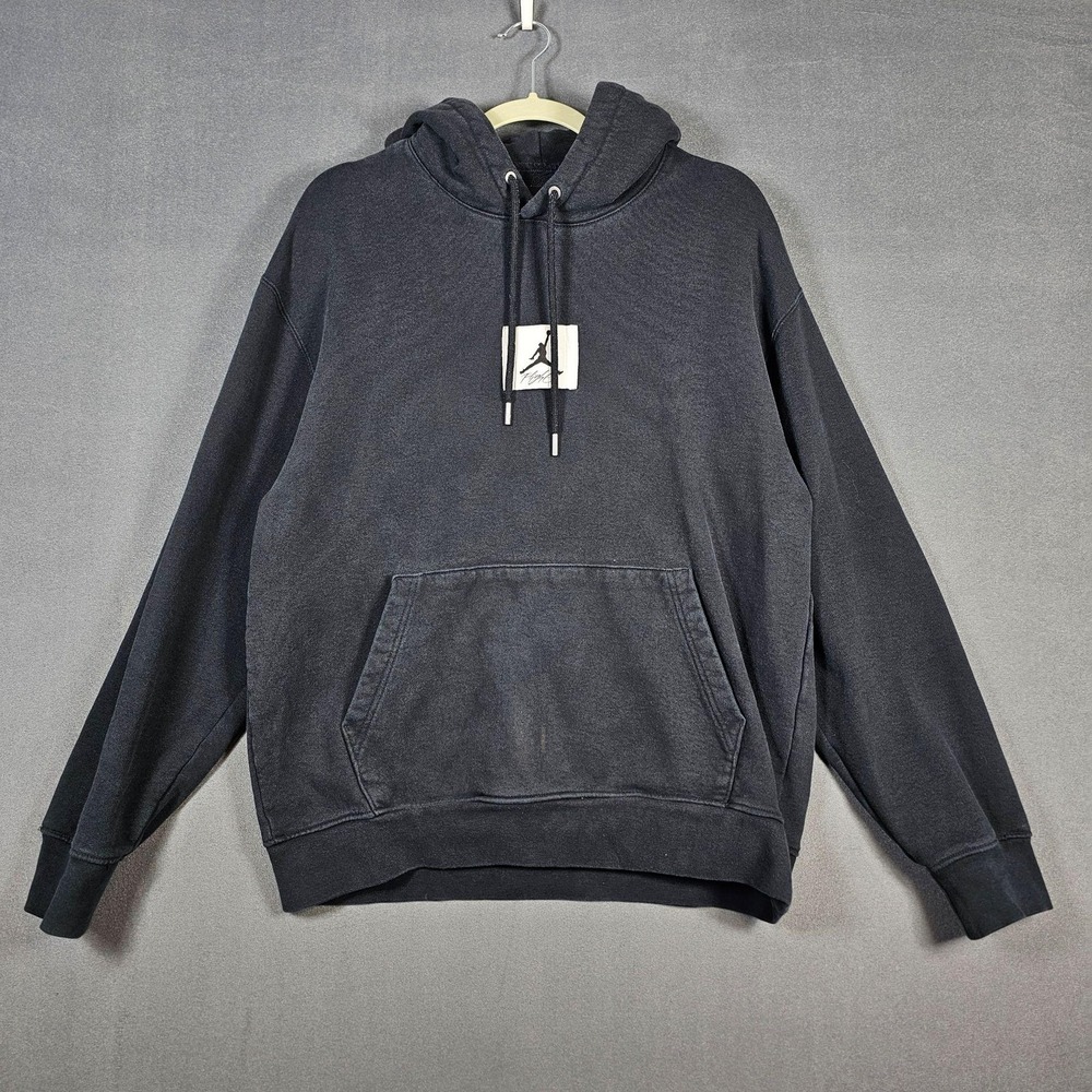 Jordan Hoodie Mens XL Black Fleece Pullover Sweatshirt Jumpman Flight Logo Patch